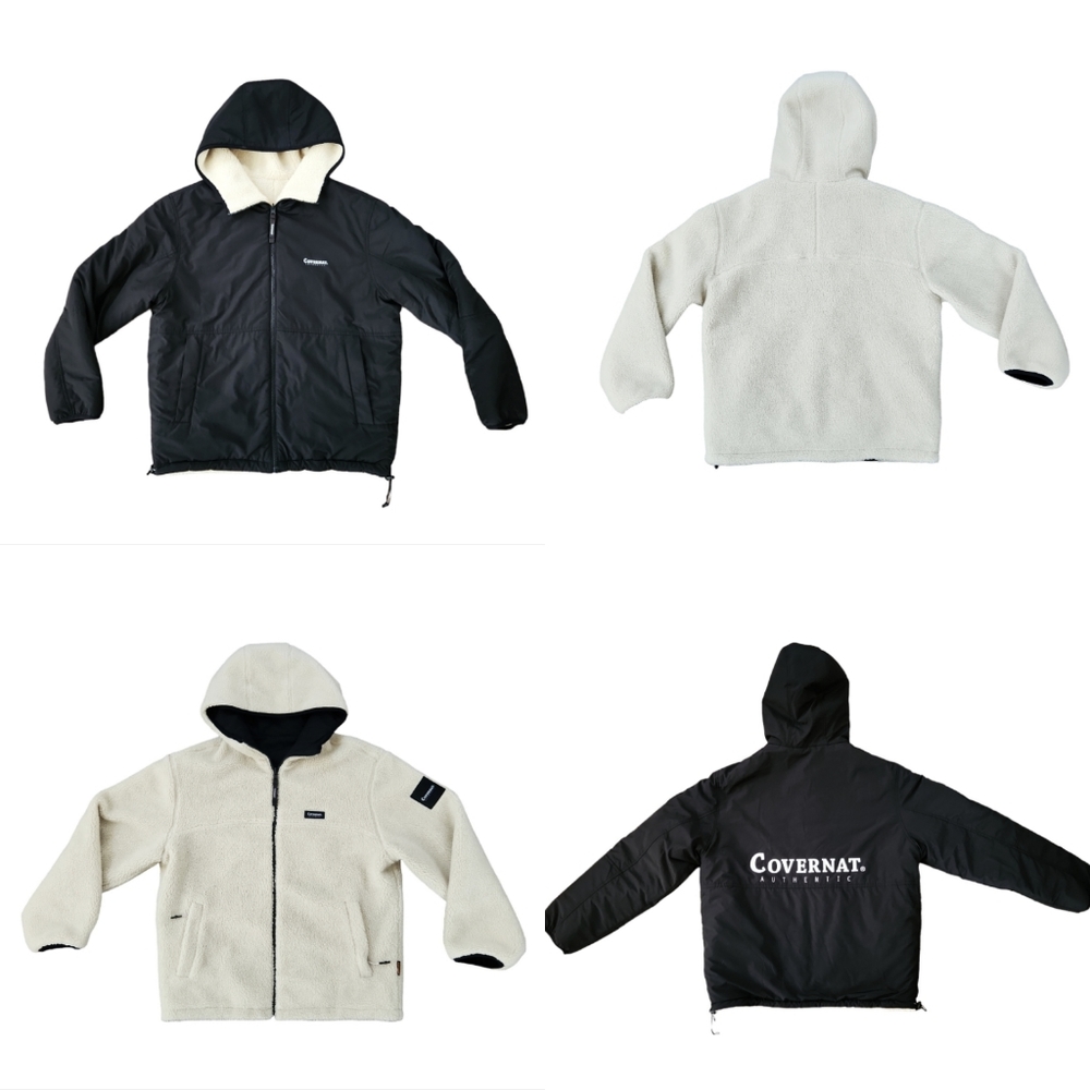 Rare Thermore X Covernat Unisex Sherpa Reversible Japan Jacket Full Zip Spellout